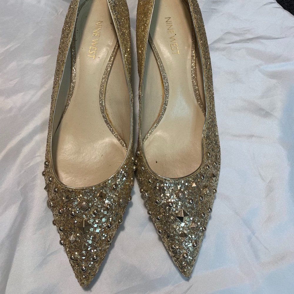Gold Glitter Kitten heels